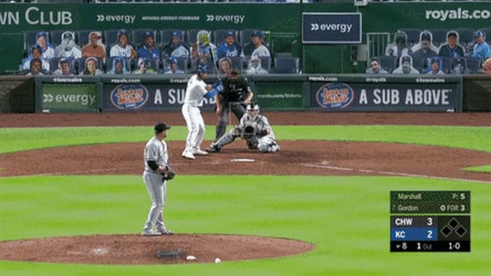 Marshall handling Alex Gordon (2020).